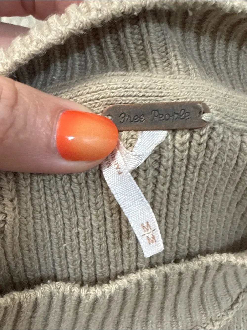 Free People Taupe Relaxed Crewneck Sweater